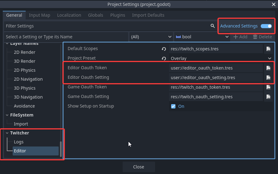Project Settings option to assign a specific Editor Token